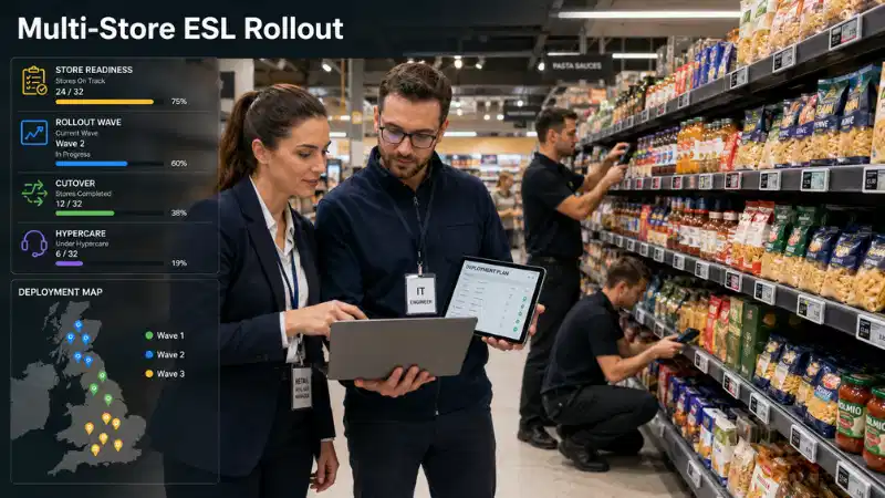 Elektronisko plauktu etiķešu ieviešanas plāns vairāku{0}}veikalu mazumtirdzniecībai